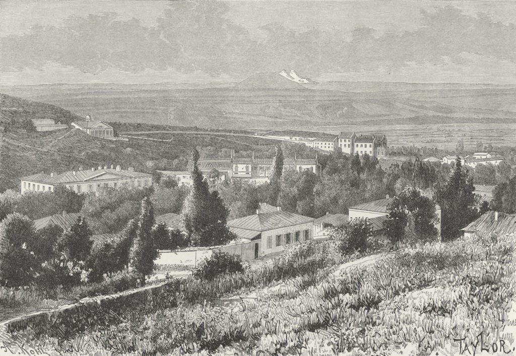 RUSSIA. Pyatigorsk-view Mashuka slopes c1885 old antique vintage print picture